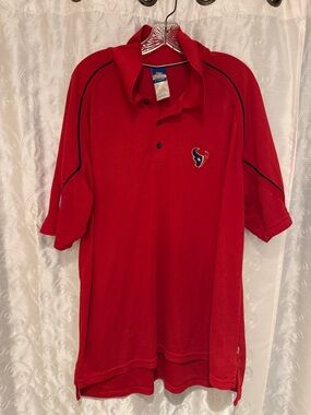 Reebok Team Apparel Houston Texans Red Men's Polo Shirt Size XL 🔥 BL2